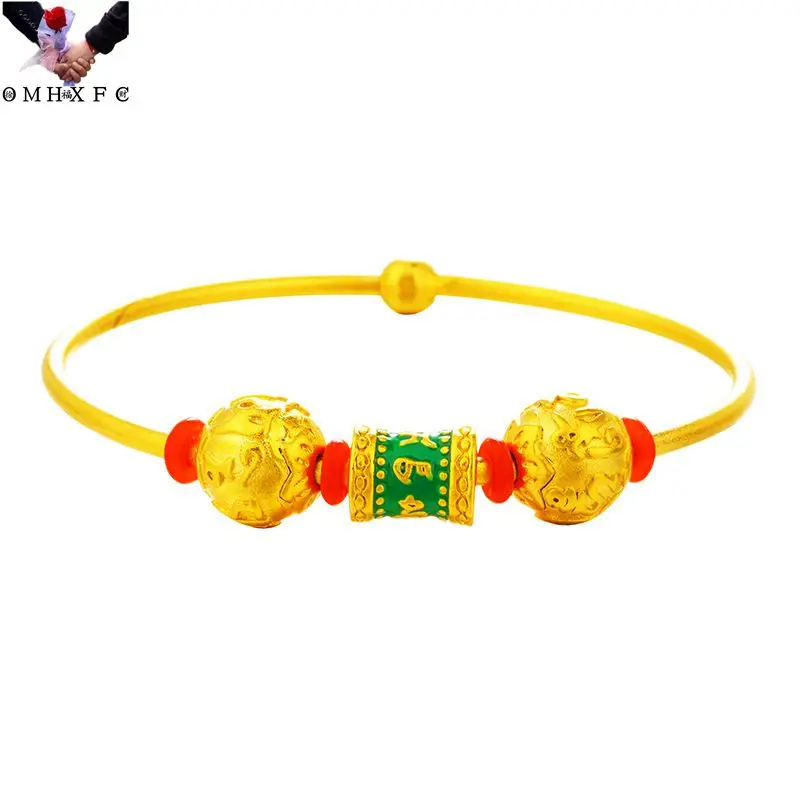 OMHXFC оптовая продажа BE505 в европейском стиле модные ювелирные украшения, популярные женские зимние сапоги для девочек вечерние подарок на день рождения и свадьбу винтажные бусы 24KT золотистый браслет