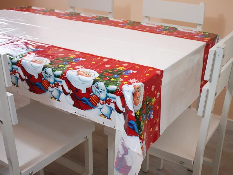 Прямоугольная водонепроницаемая ПВХ Рождественская скатерть с принтом