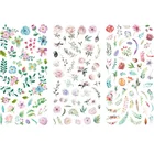 3 листаупаковка, декоративные наклейки с рисунком цветов и зеленых листьев