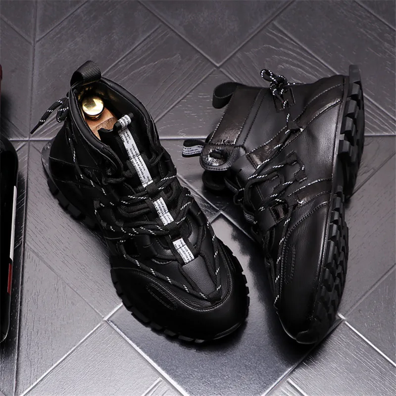 Online Hop Hip Sneakers Pria Musim Gugur Sepatu Punk Mewah Atasan Tinggi PELATIH Sepatu Bot Pergelangan Kaki Penambah Tinggi Zapatillas Hombre