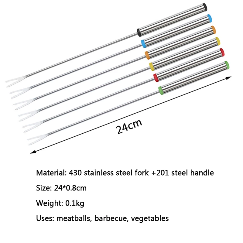 24 см Нержавеющая сталь 6 шт. горячий горшок вилка сыр шоколад плоды вилкой