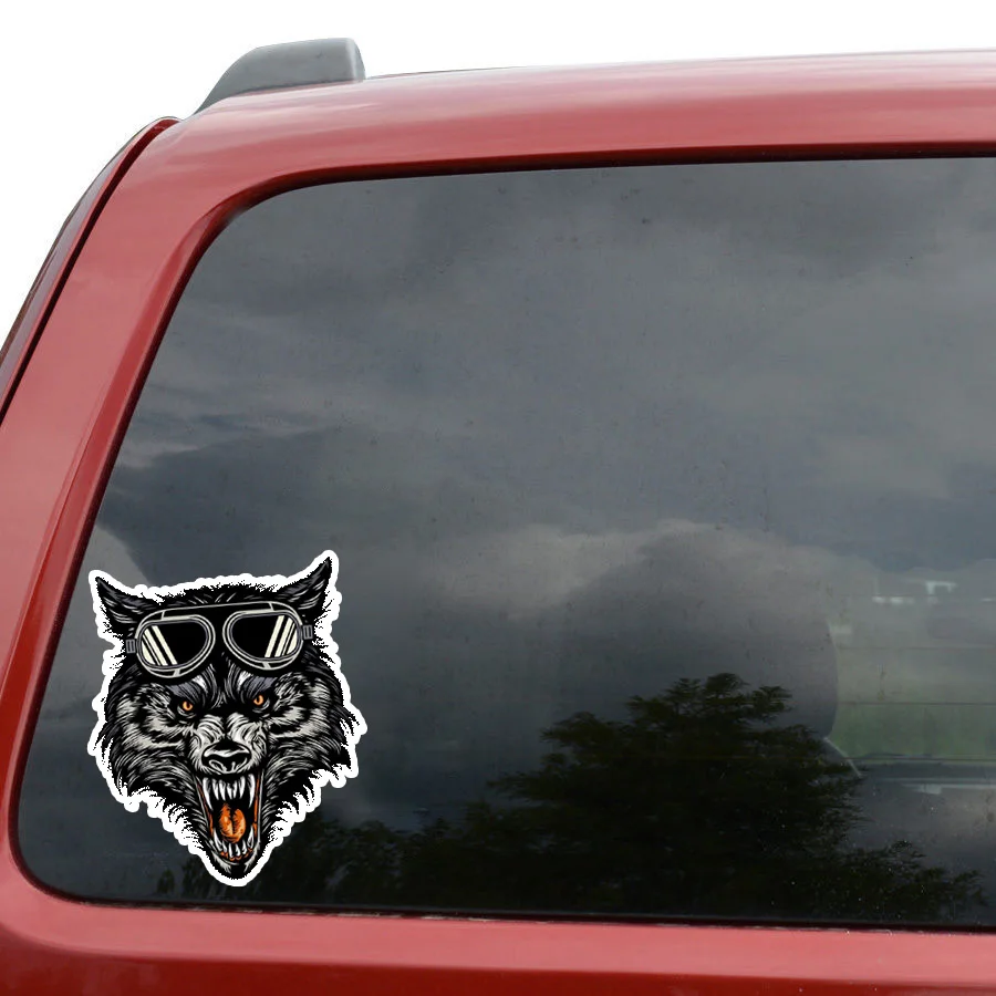 

15cmx13cm Cartoon wolf head Car-Sticker Automobiles Motorcycles Window Bumper Laptop Vinyl Decal PVC Decorative Goods