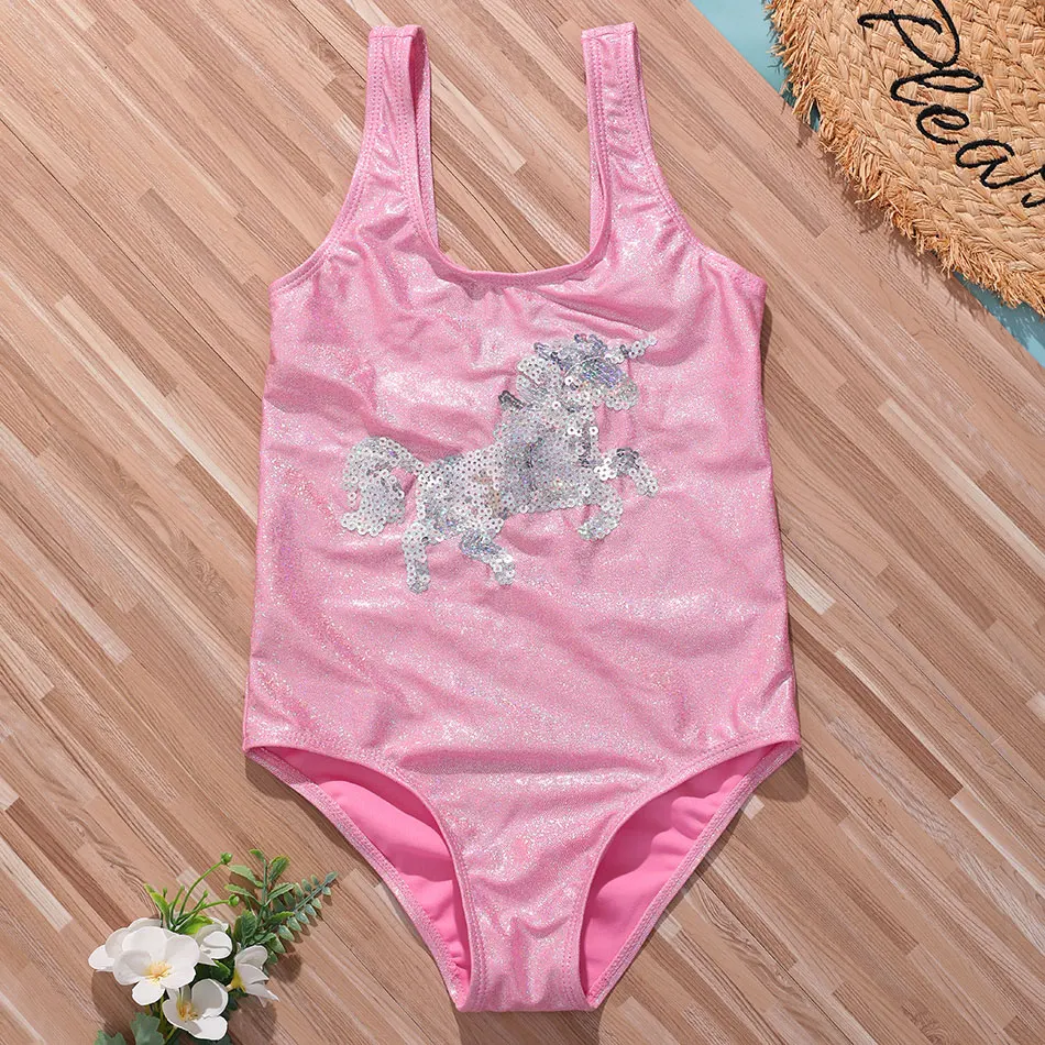

Sequins Unicorn Girl Swimsuit One Piece Kids Swimwear Toddler Girls Bathing Suit Monokini 3-8Years Children's Swimwear Beachwear