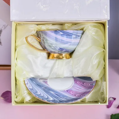 

Creative Luxury Gold Outline Ceramics Coffee Set Set European British Style Home Breakfast Milk Afternoon Tea Cup Gift Box