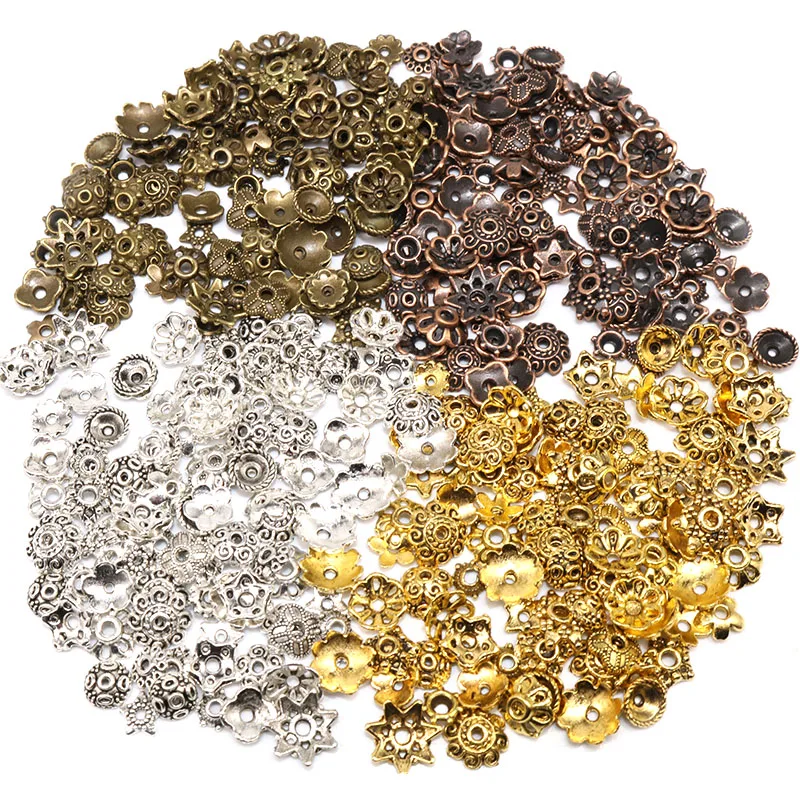 Mix Цвет бусин в форме цветков на Кепки Малый смешанная Размеры тибетские