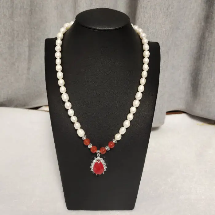 

Pure Natural Agate Pearl Necklace Women's Valentine's Day Wedding Memorial Gift Designer Charms Elegant Design Quick Delivery