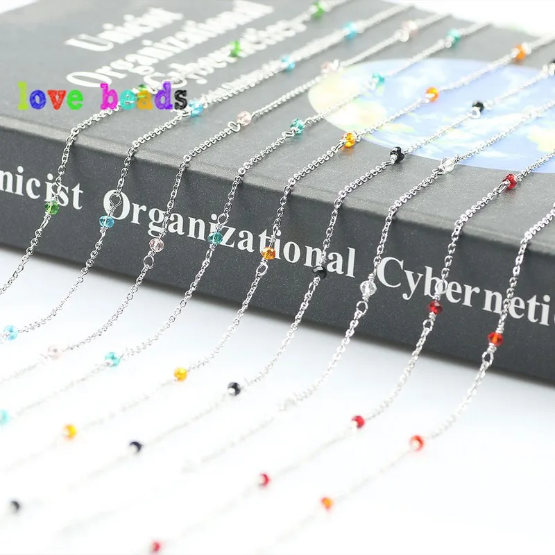 Ручная работа серебряный цвет проволока завернутая Розария цепочка хрустальный