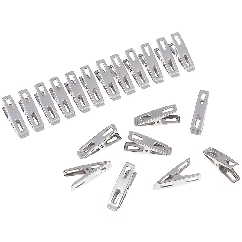 

20Pcs Stainless Steel Clothespins Socks Underwear Drying Rack Holder Clothes Pegs Hanging Pins Clips Laundry Household