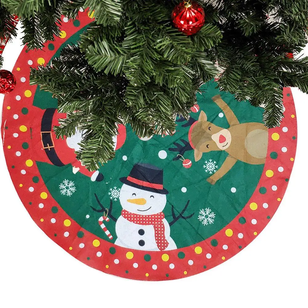 Круглый Снеговик Санта-лось печать Рождественская елка юбка фартук пол ковер