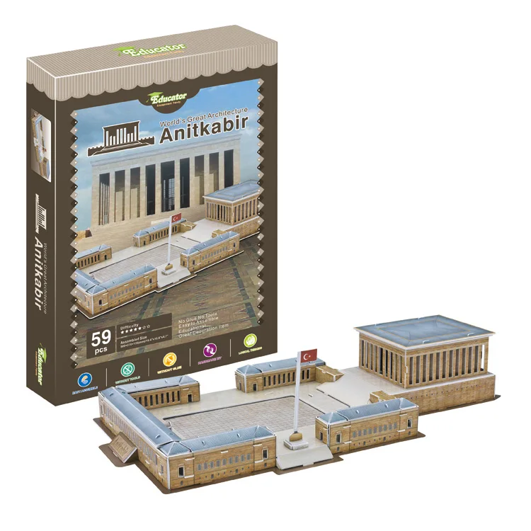 

Candice guo 3D puzzle DIY paper model world's great architecture anitkabir famous Turkey tomb mausoleum building baby gift 1pc