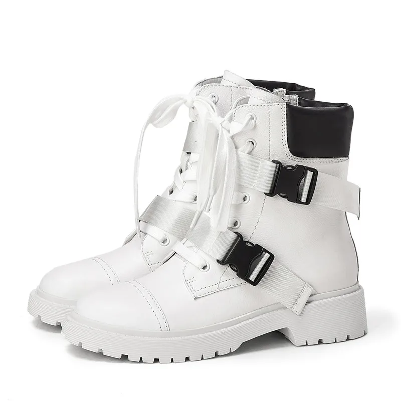 Женские ботильоны из натуральной кожи с круглым носком разные цвета|Женские