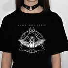 Черная рубашка HOPE CURSET в стиле Харадзюку, Свободный Топ с темным принтом, летняя новая модная винтажная Повседневная Готическая женская футболка с круглым вырезом