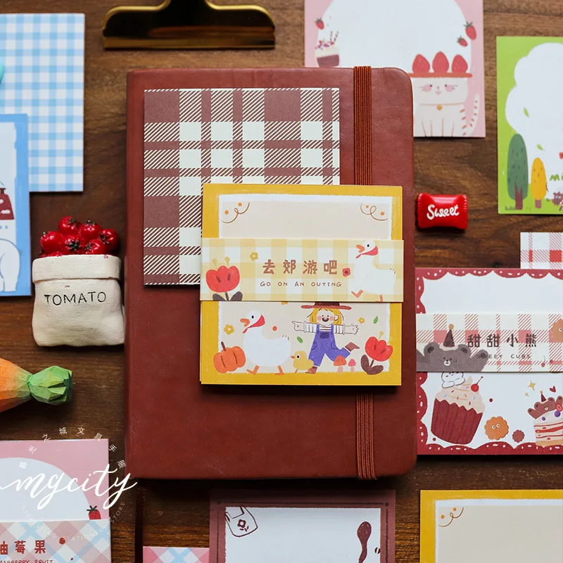 Креативный милый свежий блокнот для записей в клетку бумажные Липкие заметки