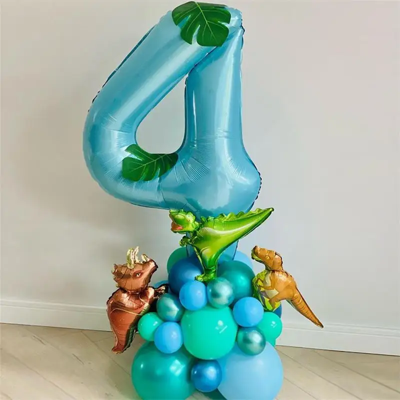 

29pcs 40inch Macaron Pearly Bule Number Foil Balloon Dinosaur Green Metal Ball For Birthday Babyshower Boy Party Decor Supplies