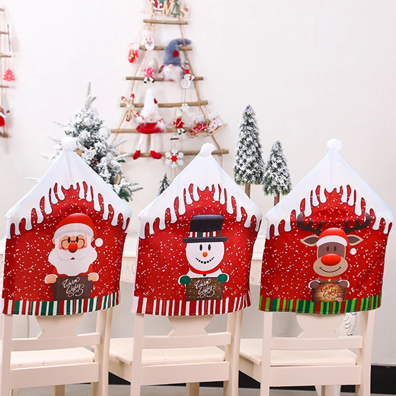 3 Pcs Christmas Chair Covers Dining Seat Santa Claus ELK Snowman Party Decor Home Decorations | Дом и сад