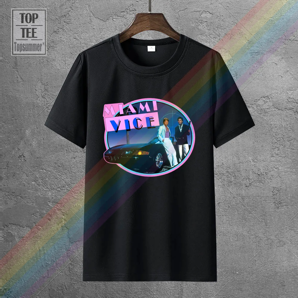 

Новая Майами тиски 80-е Ретро ТВ сериал Дон Джонсон Мужская Черная Футболка размер S 3Xl