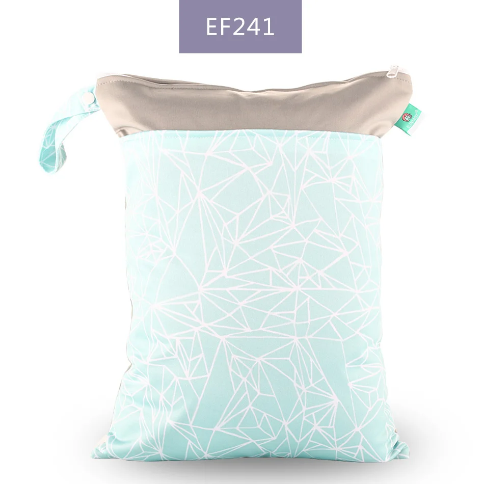 EF241-wet bag Elinfant 1 шт. многоразовая водонепроницаемая сумка для подгузников с модными принтами влажная сухая сумка для подгузников с двойным карманом тканевые сумки с ручками 30*40 см - Цвет: EF241-wet bag