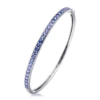 GESIDE  Tanzanite Rhodium Over Sterling Silver Bangel. bangles jewelry gold plated cuff s for women anklet