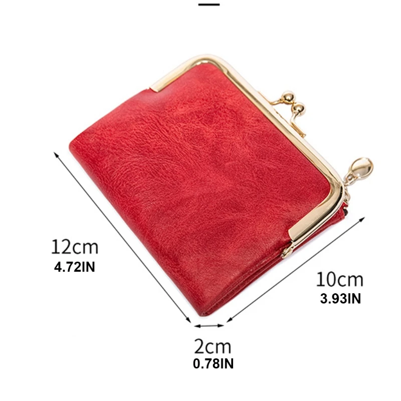 

Bifold PU Leather Coin Card Key Ring Wallet Pouch Vintage Purse Change Bag
