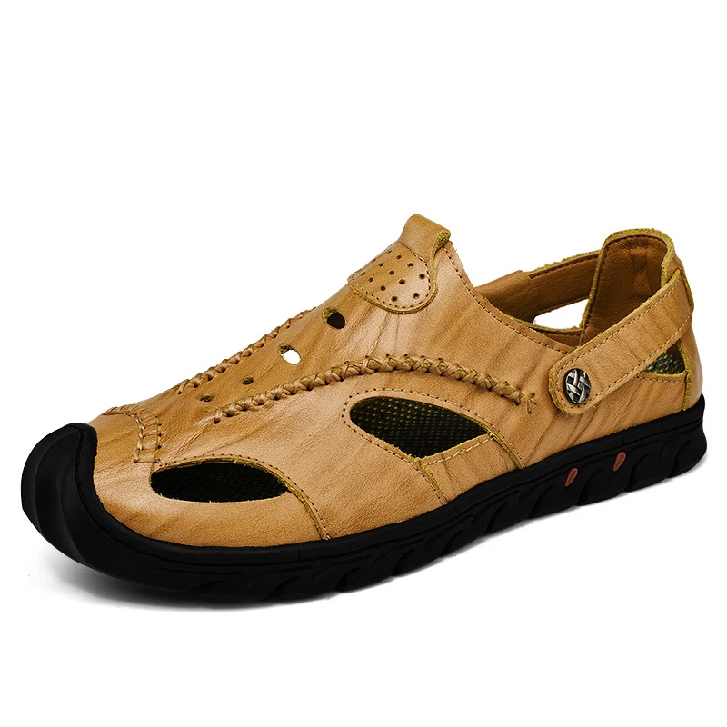 Мужские сандалии больших размеров Роскошные мужские из натуральной кожи