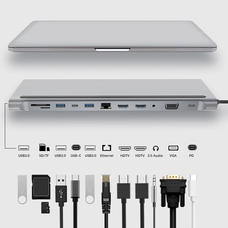 Док-станция 12 в 1 с портами USB Type-c и поддержкой TF/SD-карт | Компьютеры офис
