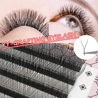 12 rows of 0 07 yy y shape eyelashes extension premium mink soft light natural 4d makeup cross bloom false eyelash