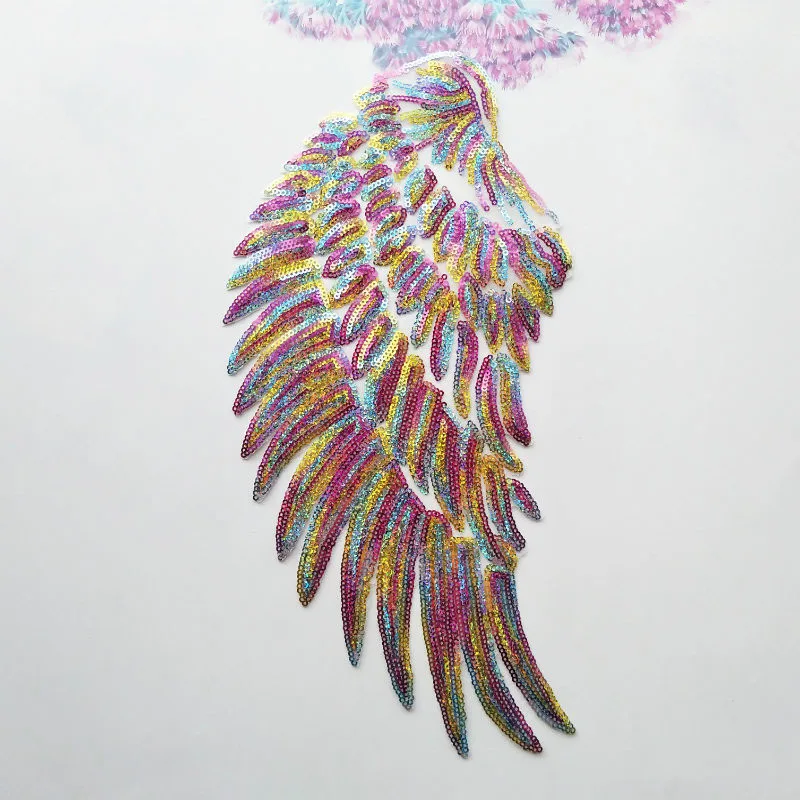 2 звёздочки красочные вышитые аппликации в виде крыльев патчи с блестками для