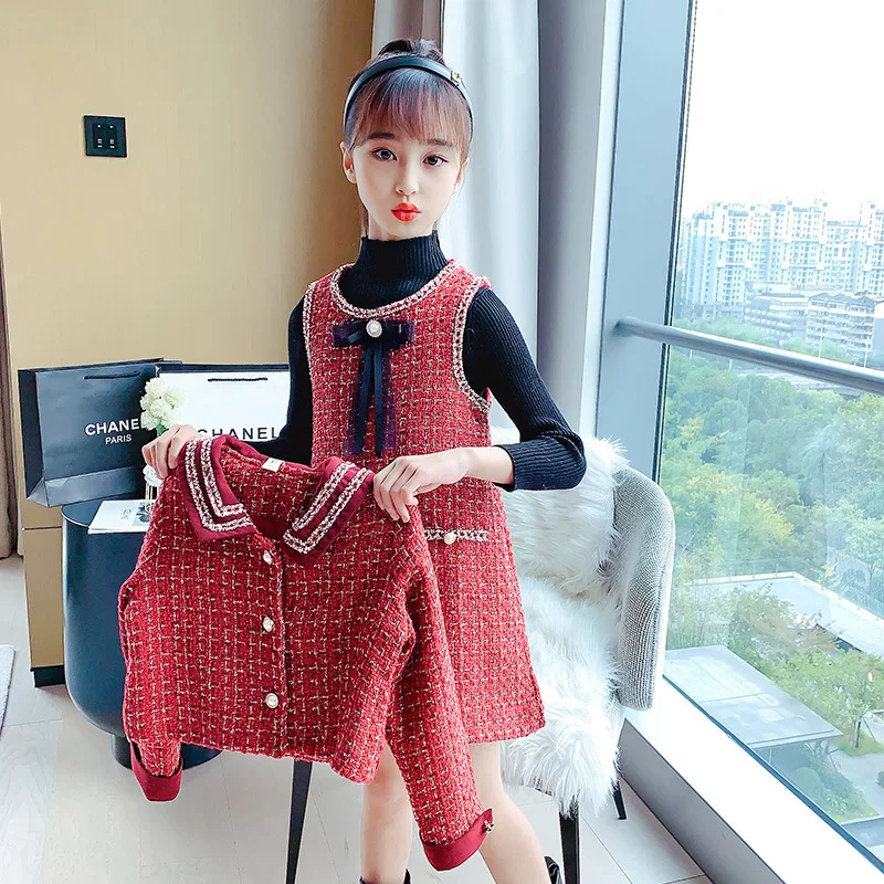 Комплект одежды для маленьких девочек весеннее клетчатое пальто принцессы