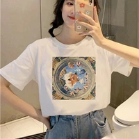 kawaii cat oil painting pprint t shirt 90s aesthetic shirt womens basic casual tshirts tops girl t shirt