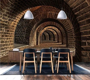 Beibehang пользовательские обои стерео 3D обои туннель кирпичная стена фон Фреска papel де parede гостиная спальня кафе обои