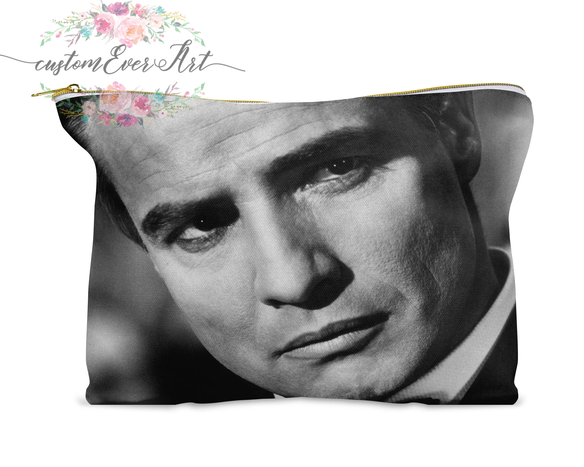 

Marlon Brando cosmetic bag personalized small makeup bag funny makeup organizer toiletry bag zipper pouch