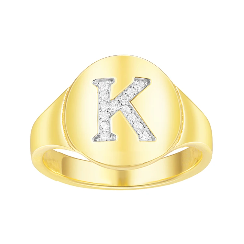 KALETINE, 925 пробы, серебряные кольца для женщин, с буквами, A-Z, коктейльное кольцо для девушек, для женщин, модное ювелирное изделие, юбилей, подарки для мужчин - Цвет основного камня: Letter L