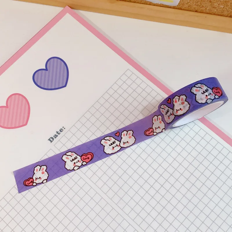 

Cute Cartoon Bear And Rabbit And Paper Tape DIY Hand Account Decoration Can Tear Tape Student Box Tape Roll Book Sticker
