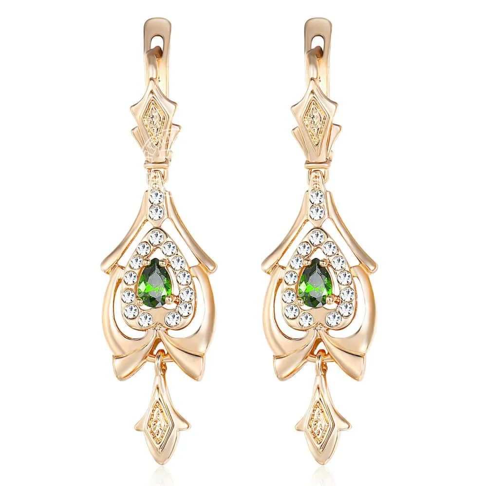Женские серьги капельки Olivine с зеленым фианитом GE109|earrings for|drop earringsearrings for women |