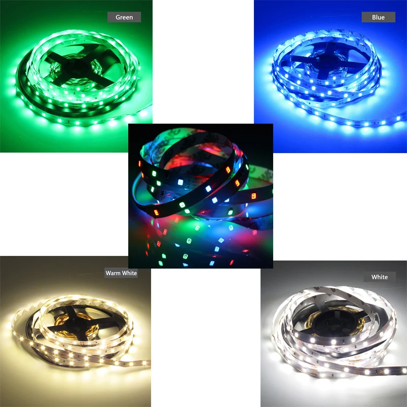 Светодиодные ленты RGB SMD 2835 5 м 60LED/м Водонепроницаемый DC Мощность адаптер 12В 1A со