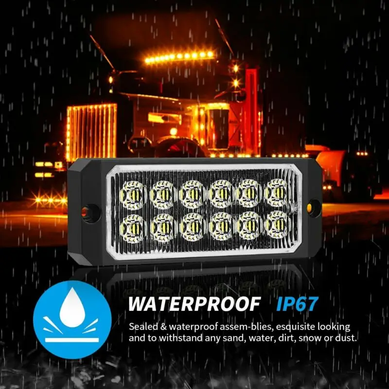 4300K автомобиль аварийный светильник IP67 мерцающий бар 12V 24V DC 12LED Маяк