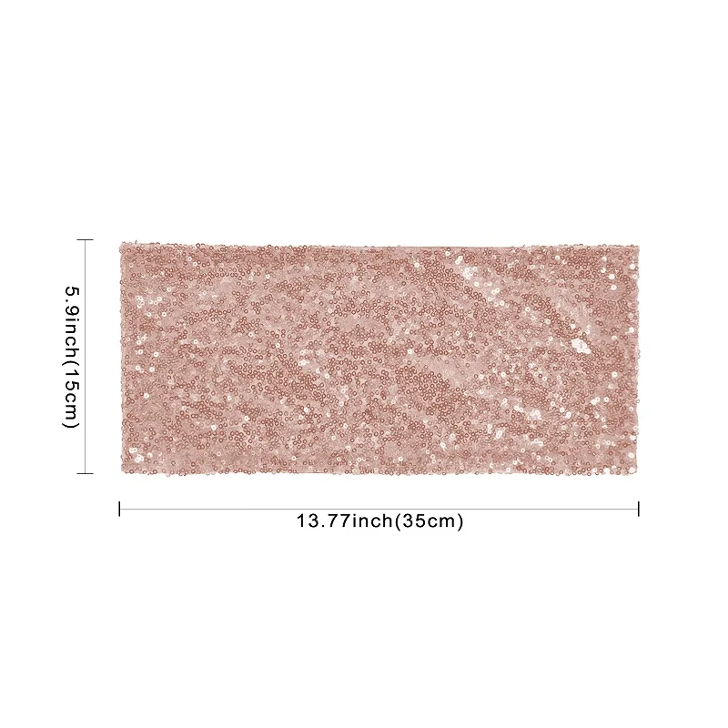 Rose Gold 34x15 см роскошный бронзированный Блестящий стул с блестками, пояс для стула, бант, ремешок, воротник для свадьбы, отеля, события, чехол для стула для вечеринки, Декор - Цвет: Rose Gold