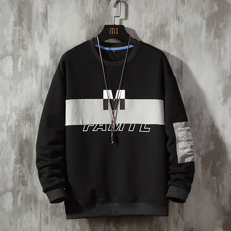 Мужская хлопковая толстовка с принтом EL BARCO Черная мягкая круглым вырезом в стиле