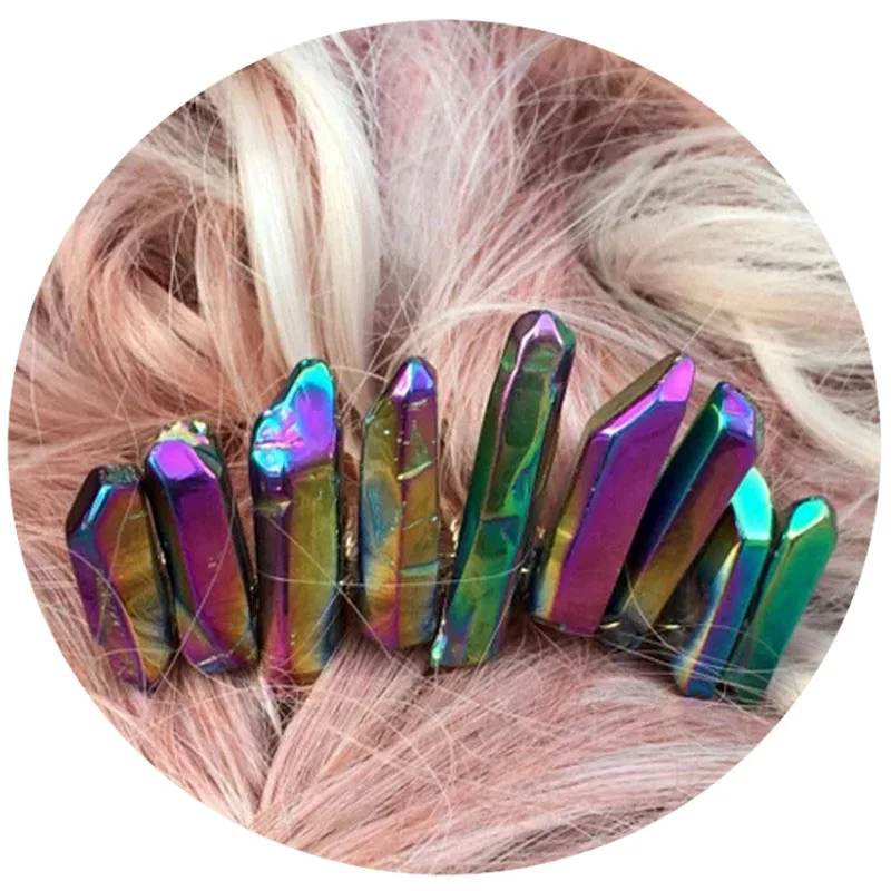 

Raw Crystal Crown Hair Accessories Jewelry Gift Amethyst Nugget Wire Clips Headband Healing Hairpins
