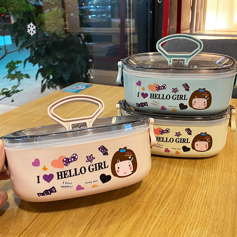 

Cartoon Office Lunch Box Food Portable Bento Box Girl Office Worker Student Picnic Food Containers Kitchen Tool Hot Sale