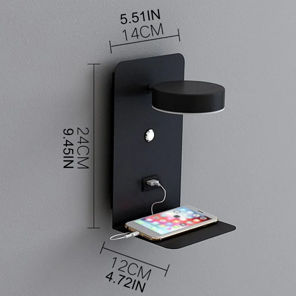 

LED Wall Lights With Switch And USB Interface Fashion White Black Lamp Fixture Corridor Aisle Lighting Art Luminaire Wandlamp