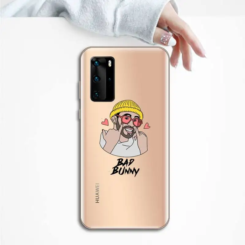 

Yo Perreo Sola Bad Bunny Phone Case Transparent for huawei honor P 40 30 20 lite Pro 10 i 8 9 x p smart 2019