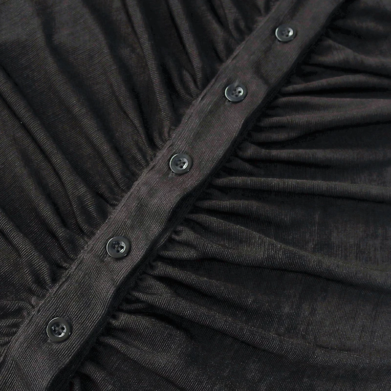 

High Quality Sexy High Split Black Long Sleeves Women Fashion's Dress for Autumn Causal Midi Dress