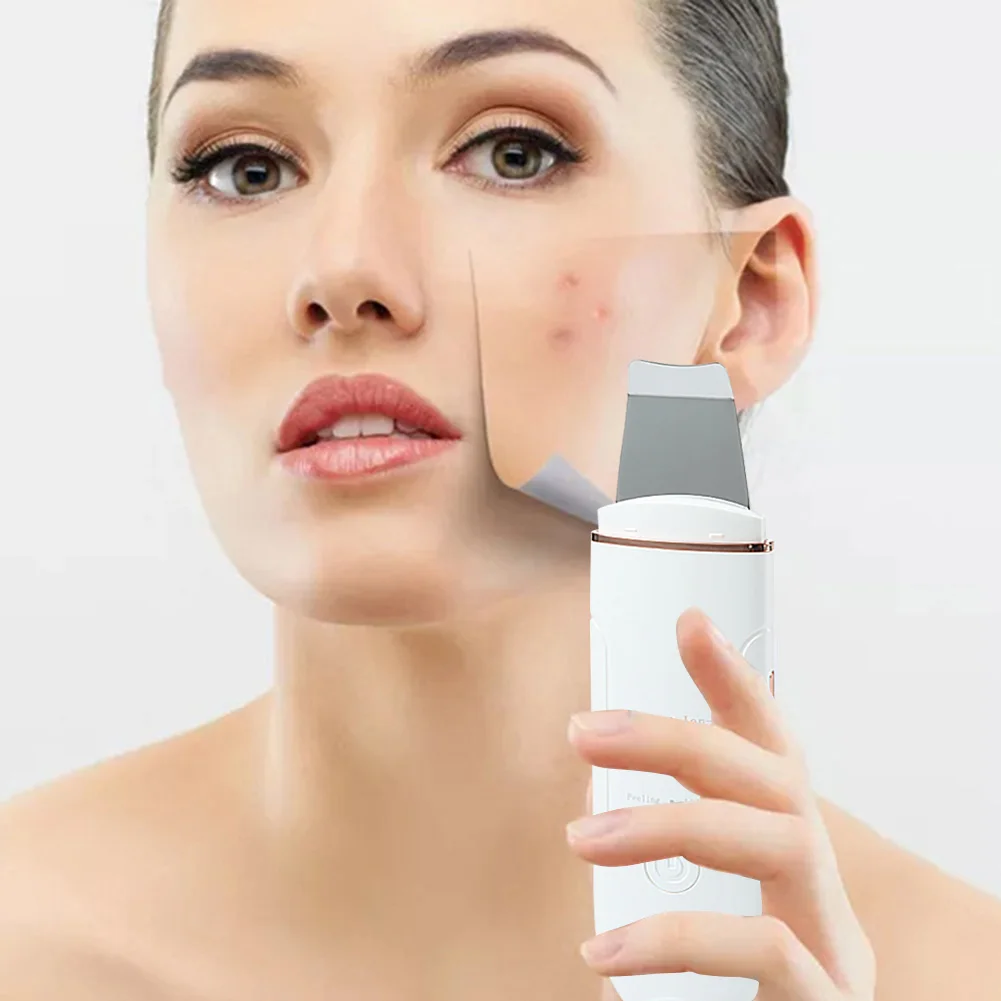 

USB Ultrasonic Vibration Shoveling Machine Blackhead Remover Skin Scrubber Ion Deep Cleaning Face Exfoliating Spatula