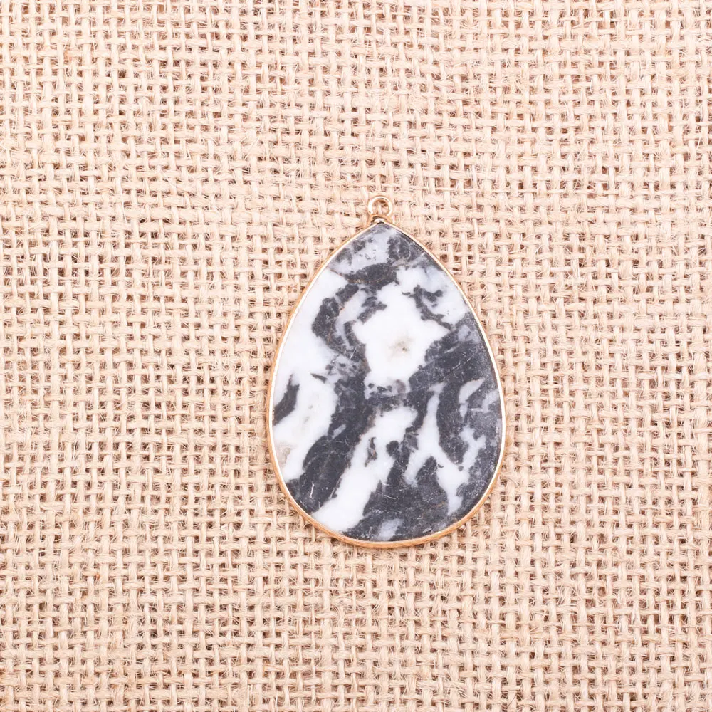 

Natural Stone Agates Crystal Amazonite Rose Quartzs Damation Jaspers Pendants Necklace Accessory for Women Jewelry Gift 32x46mm