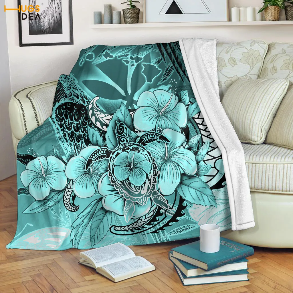 

Флисовое одеяло HUGSIDEA Hibiscus Plumeria, голубое полинезийское одеяло с принтом, персонализированное постельное белье, мягкое теплое одеяло