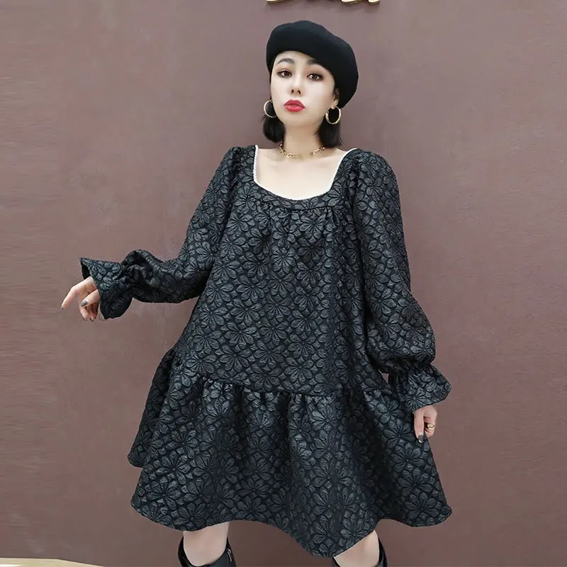 

XITAO Floral Dress Fashion Pullover Goddess Fan Goddess Fan Casual Style Loose Ruffle Hem 2021 Summer Loose Dress LDD1444