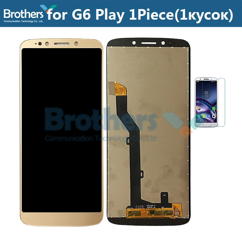 Gold with Glass Для Motorola Moto G6 Play lcd экран ЖК-дисплей для Moto XT1922 сенсорный экран установка преобразователя экрана Замена верхней части - Цвет: Gold with Glass