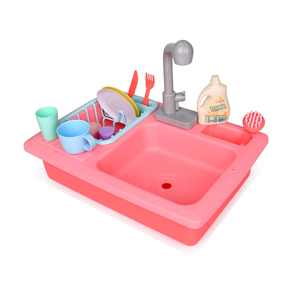 Kids Plastic Simulation Electric Dishwasher Sink Children Pretend Play Kitchen Set Toys Girls Child Dolls Access Birthday Gifts