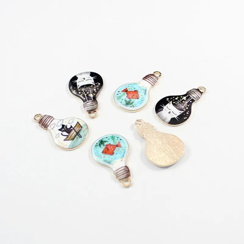 Маленькая подвеска в виде кошачьей лампочки ручная работа серьги ожерелье